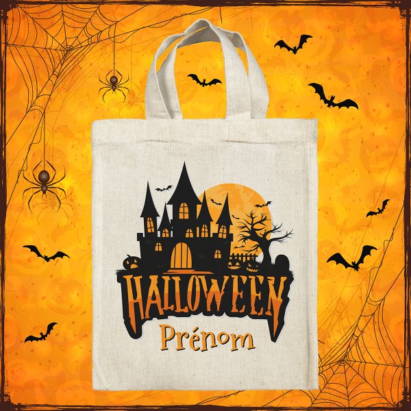 Personalisierte Halloween-Tragetasche - Spukhaus