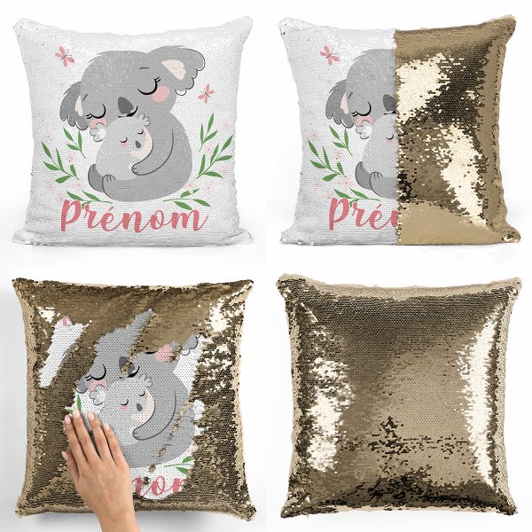 Personalisierte Kissen mit Wendepailletten - Koalas