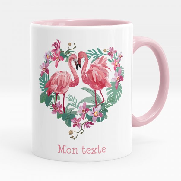 Personalisierte Tasse - Flamingos Herz