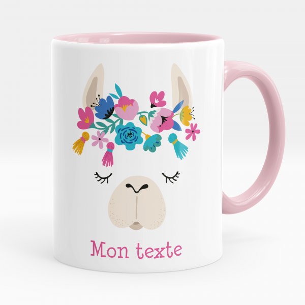 Personalisierte Tasse - Lama und Blumen