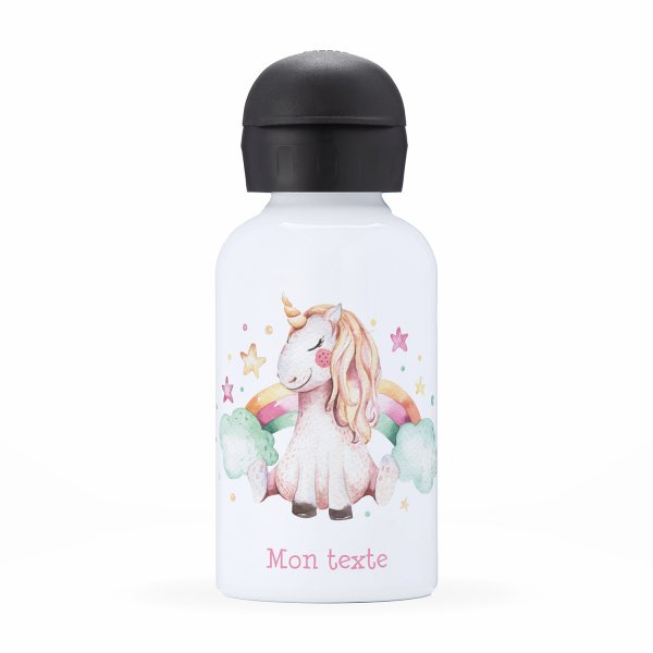 Personalisierte Thermosflasche für Kinder - Einhorn Wolken Regenbogen