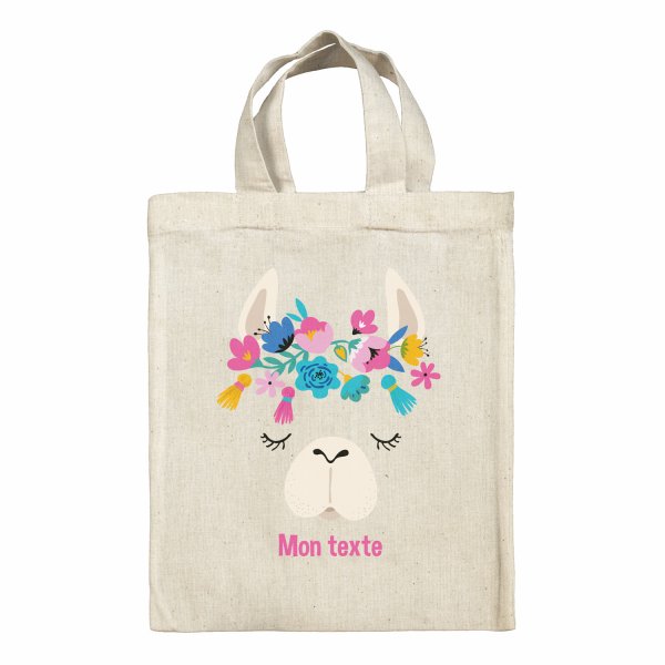 Personalisierte Tragetasche Lunchbox - Lama Blumen