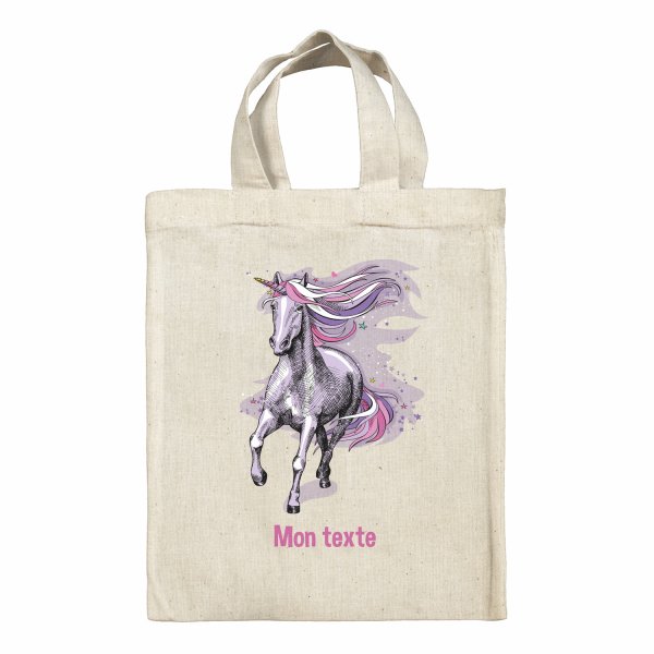 Personalisierte Tragetasche Lunchbox - Violettes Einhorn