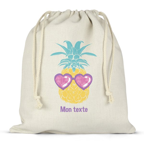 Personalisierter Lunchbox-Beutel mit Schnüren - Ananas