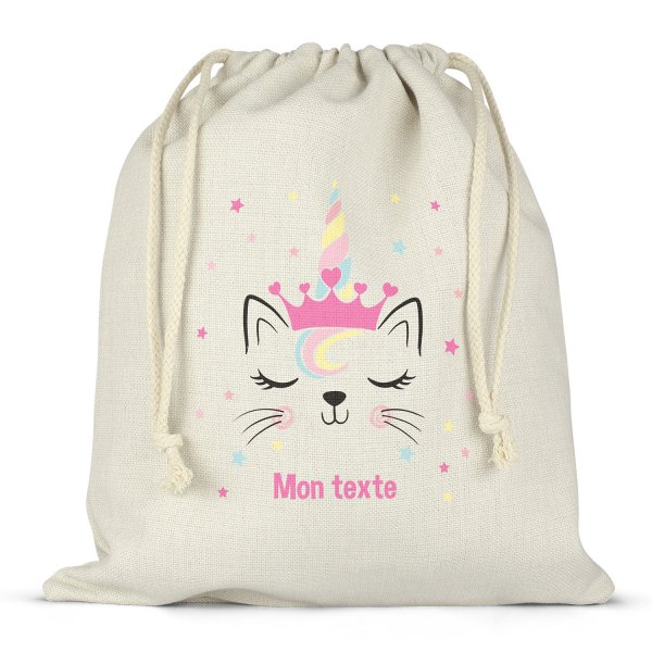 Personalisierter Lunchbox-Beutel mit Schnüren - Einhornkatze