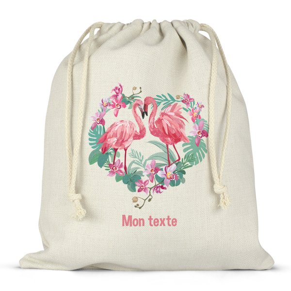 Personalisierter Lunchbox-Beutel mit Schnüren - Flamingos