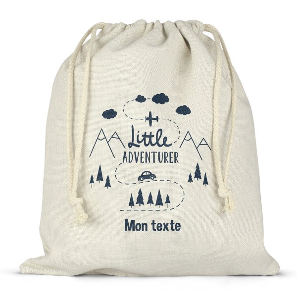 Personalisierter Lunchbox-Beutel mit Schnüren - Little adventurer