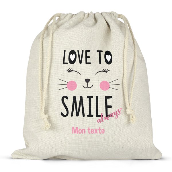 Personalisierter Lunchbox-Beutel mit Schnüren - Love to smile always