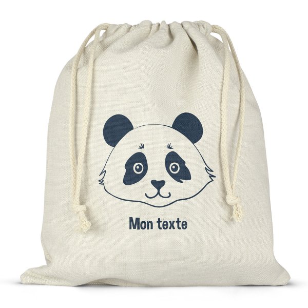 Personalisierter Lunchbox-Beutel mit Schnüren - Panda