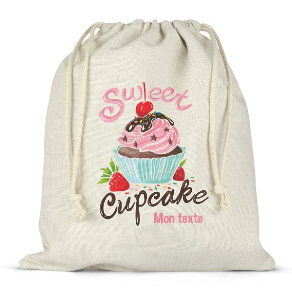 Personalisierter Lunchbox-Beutel mit Schnüren - Sweet cupcake